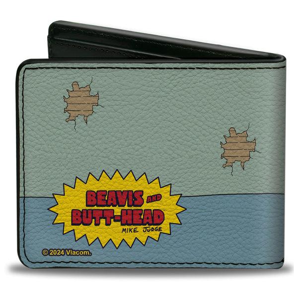 Buckle-Down Bi-Fold Wallet - BEAVIS AND BUTT-HEAD Living Room Bubble Gum Scene And Title Logo