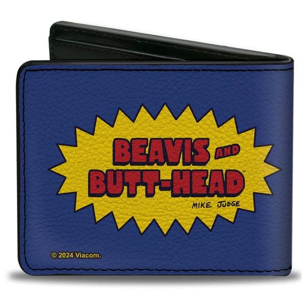 Buckle-Down Bi-Fold Wallet - BEAVIS AND BUTT-HEAD Title Logo And Portrait Profiles Blue