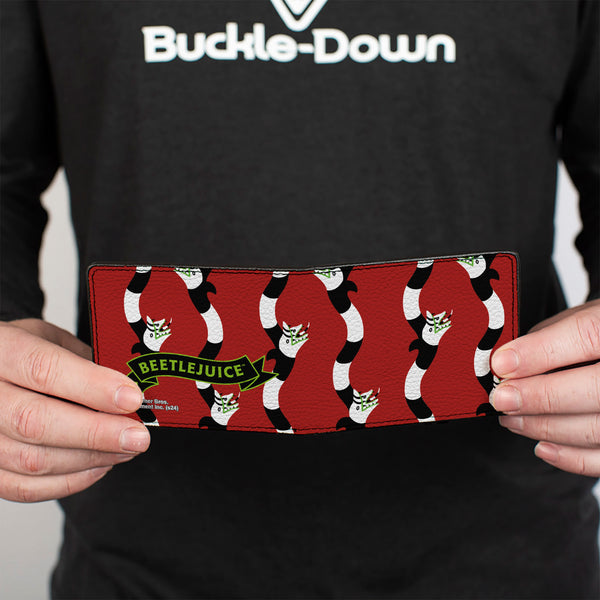 Buckle-Down Bi-Fold Wallet - BEETLEJUICE Banner Sandworm Stripe Bed/Black/White