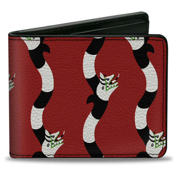 Buckle-Down Bi-Fold Wallet - BEETLEJUICE Banner Sandworm Stripe Bed/Black/White