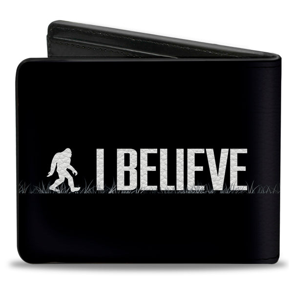 Buckle-Down Bi-Fold Wallet - Bigfoot Silhouette I BELIEVE Black Gray White