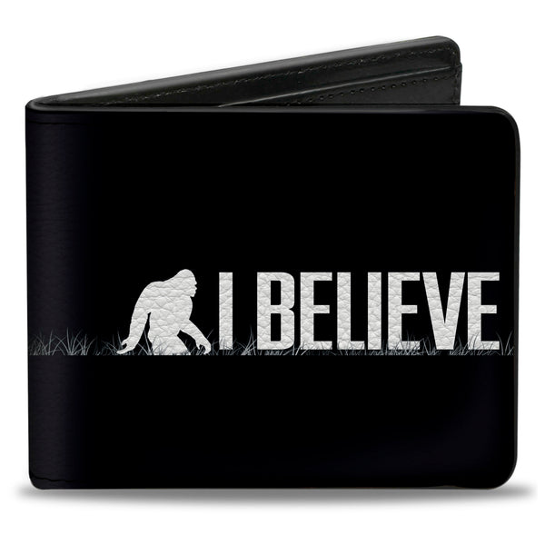 Buckle-Down Bi-Fold Wallet - Bigfoot Silhouette I BELIEVE Black Gray White