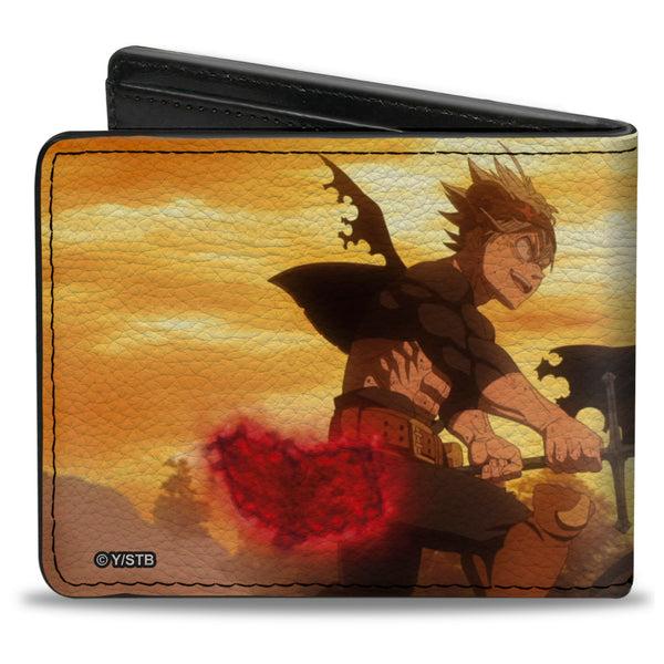 Buckle-Down Bi-Fold Wallet - Black Clover Asta Holding Demon Slayer Swowd And Yami Scene