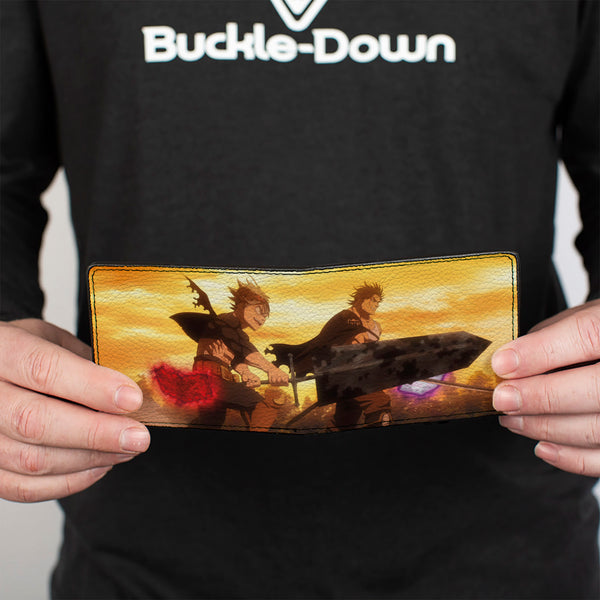 Buckle-Down Bi-Fold Wallet - Black Clover Asta Holding Demon Slayer Swowd And Yami Scene
