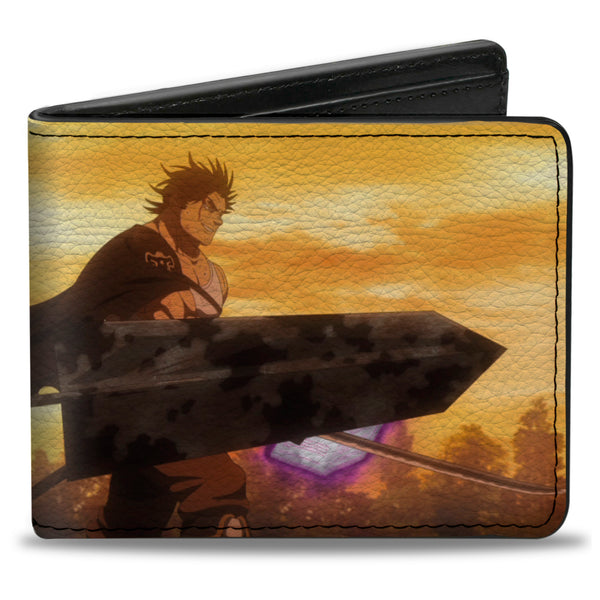 Buckle-Down Bi-Fold Wallet - Black Clover Asta Holding Demon Slayer Swowd and Yami Scene