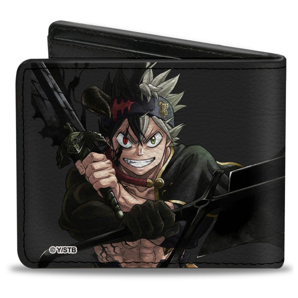 Buckle-Down Bi-Fold Wallet - BLACK CLOVER Black Asta Anti Magic Weapons Pose And Title Logo Black