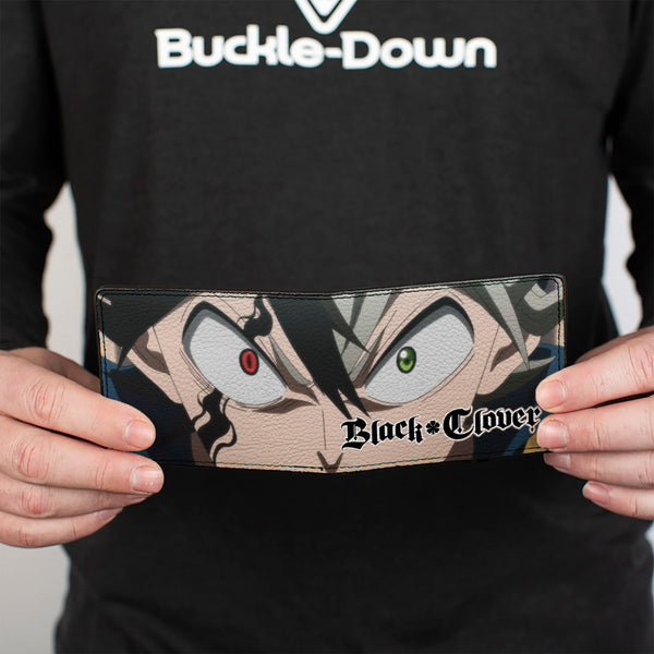 Buckle-Down Bi-Fold Wallet - BLACK CLOVER Black Asta Anti Magic Face Close-Up And Title Logo