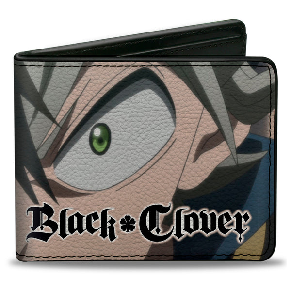 Buckle-Down Bi-Fold Wallet - BLACK CLOVER Black Asta Anti Magic Face Close-Up and Title Logo
