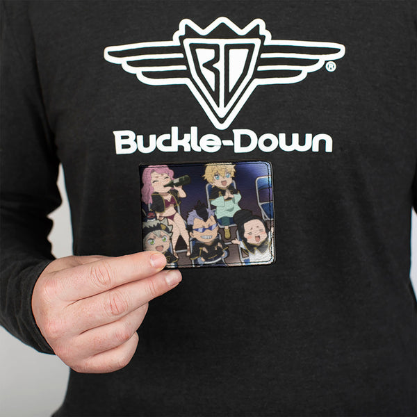 Buckle-Down Bi-Fold Wallet - BLACK CLOVER Seven Chibi Characters Sitting Group And Title Logo