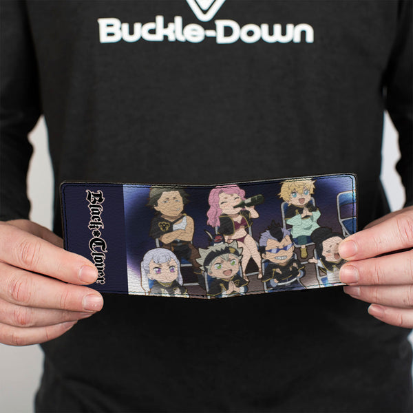 Buckle-Down Bi-Fold Wallet - BLACK CLOVER Seven Chibi Characters Sitting Group And Title Logo