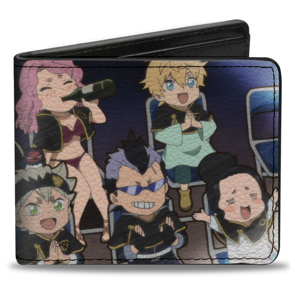 Buckle-Down Bi-Fold Wallet - BLACK CLOVER Seven Chibi Characters Sitting Group And Title Logo