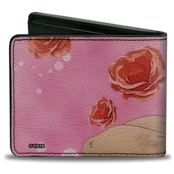 Buckle-Down Bi-Fold Wallet - Black Clover Sexy Yami Sukehiro Pose And Roses Pinks