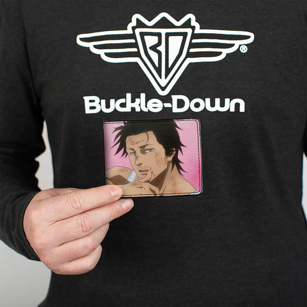 Buckle-Down Bi-Fold Wallet - Black Clover Sexy Yami Sukehiro Pose And Roses Pinks