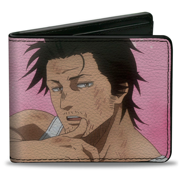 Buckle-Down Bi-Fold Wallet - Black Clover Sexy Yami Sukehiro Pose and Roses Pinks