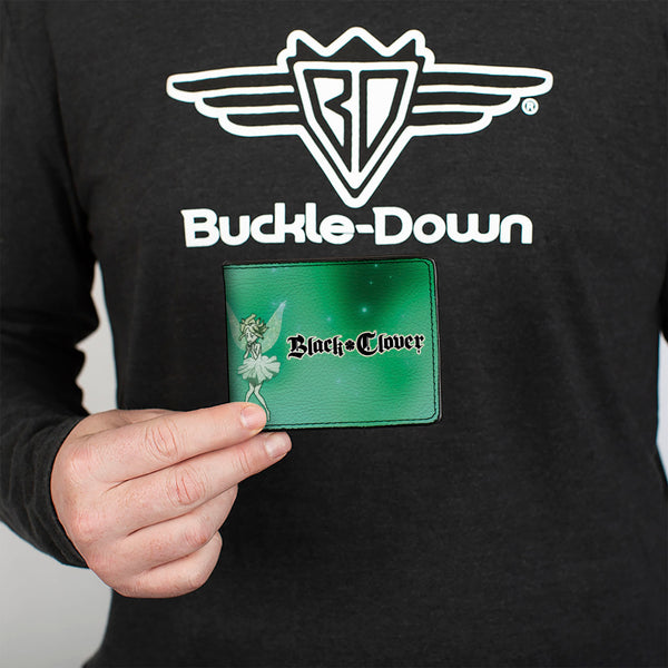 Buckle-Down Bi-Fold Wallet - BLACK CLOVER Yuno Grinberryall And Sylph Pose With Title Logo Greens