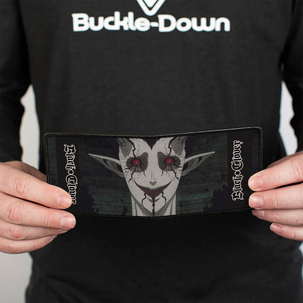 Buckle-Down Bi-Fold Wallet - BLACK CLOVER Zagra Face Close-Up And Title Logo Black