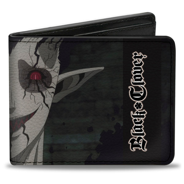 Buckle-Down Bi-Fold Wallet - BLACK CLOVER Zagra Face Close-Up and Title Logo Black