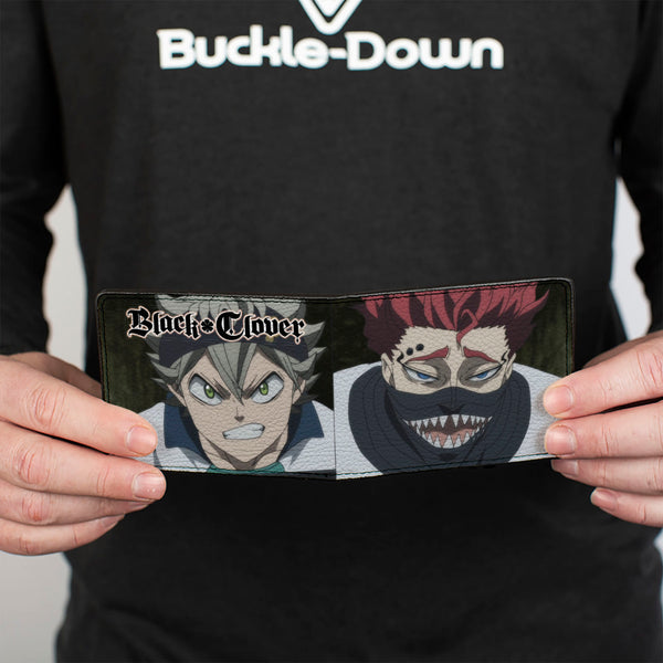 Buckle-Down Bi-Fold Wallet - BLACK CLOVER Zora And Asta Faces And Title Logo Black