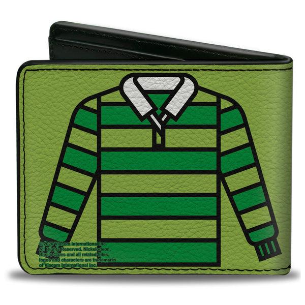 Buckle-Down Bi-Fold Wallet - Blue's Clues Steve's Handy Dandy Notebook Thinking Chair + Striped Shirt Greens Black Red
