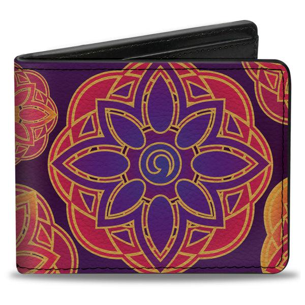 Buckle-Down Bi-Fold Wallet - Boho Mandala Purples Oranges Pinks