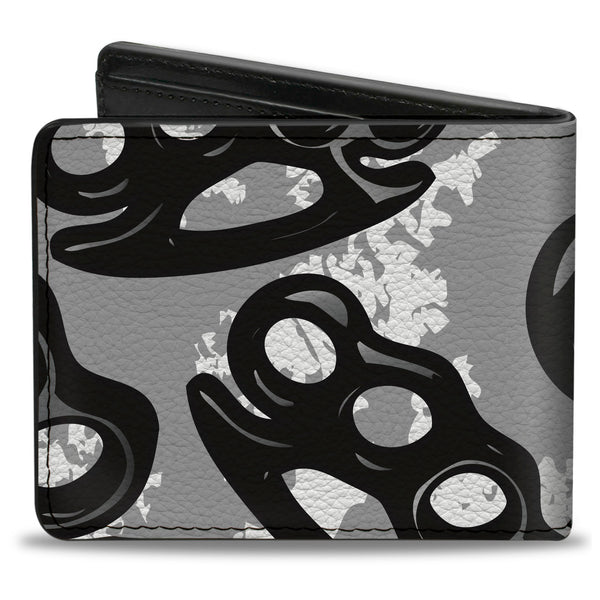 Buckle-Down Bi-Fold Wallet - Brass Knuckles White Gray Black