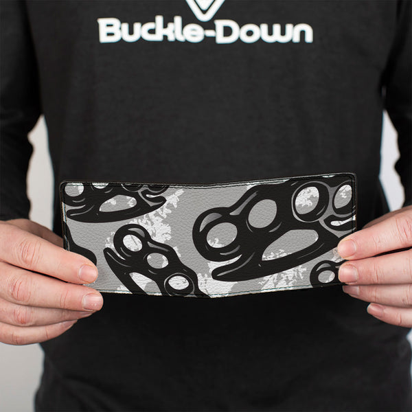 Buckle-Down Bi-Fold Wallet - Brass Knuckles White Gray Black