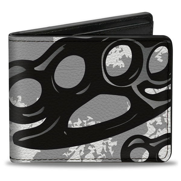 Buckle-Down Bi-Fold Wallet - Brass Knuckles White Gray Black