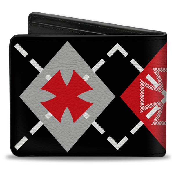 Buckle-Down Bi-Fold Wallet - Buckle-Down Argyle Black Red Gray