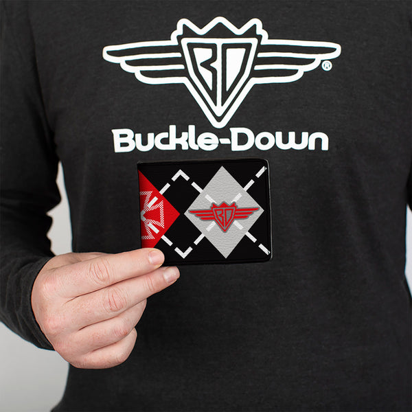 Buckle-Down Bi-Fold Wallet - Buckle-Down Argyle Black Red Gray