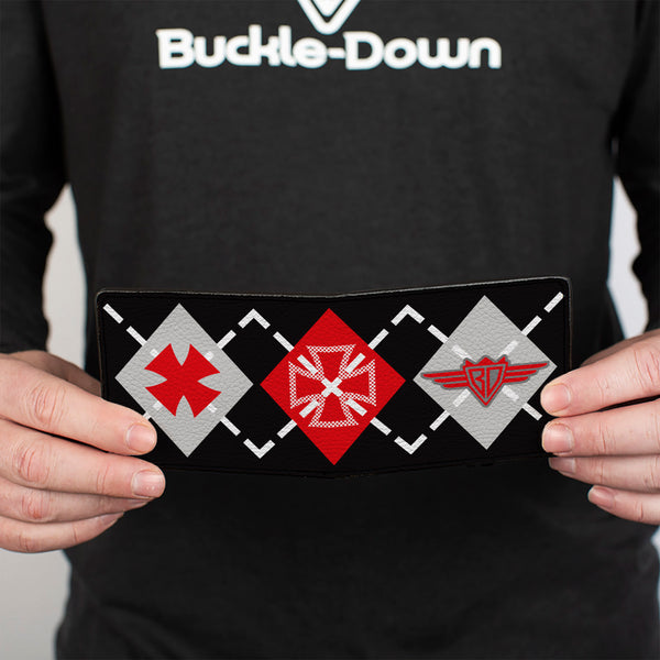 Buckle-Down Bi-Fold Wallet - Buckle-Down Argyle Black Red Gray