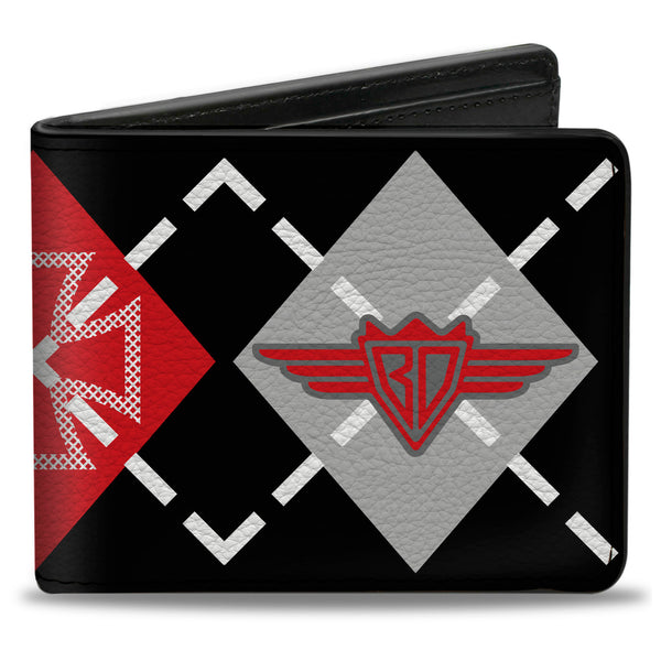 Buckle-Down Bi-Fold Wallet - Buckle-Down Argyle Black Red Gray