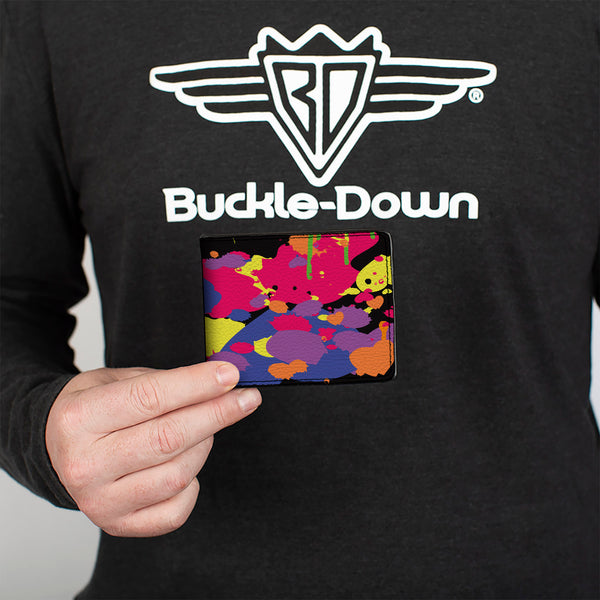 Buckle-Down Bi-Fold Wallet - Buckle-Down Paint Splatter Black Neon