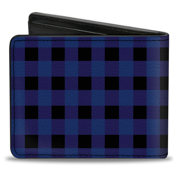 Buckle-Down Bi-Fold Wallet - Buffalo Plaid Black Blue