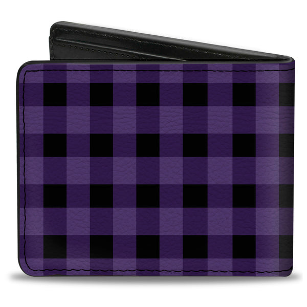 Buckle-Down Bi-Fold Wallet - Buffalo Plaid Black Purple