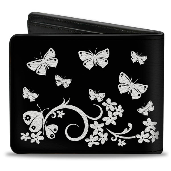 Buckle-Down Bi-Fold Wallet - Butterfly Garden Black White