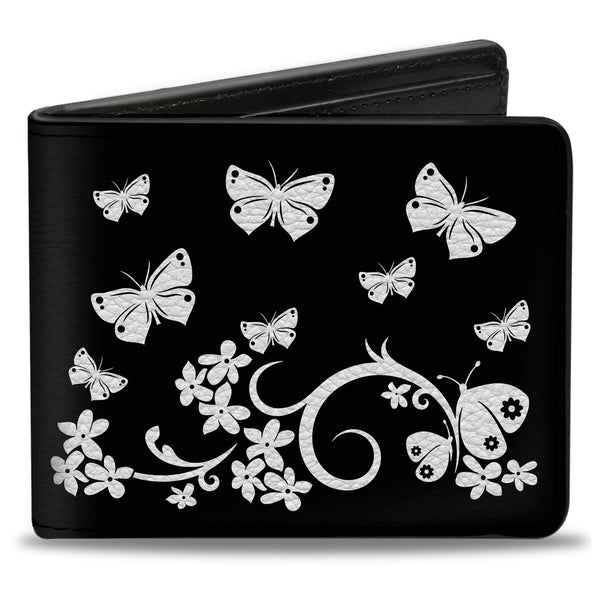 Buckle-Down Bi-Fold Wallet - Butterfly Garden Black White