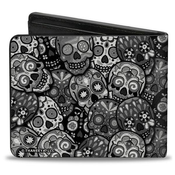 Buckle-Down Bi-Fold Wallet - Calaveras Stacked Black Grays