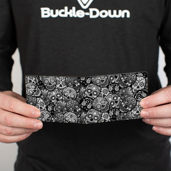 Buckle-Down Bi-Fold Wallet - Calaveras Stacked Black Grays