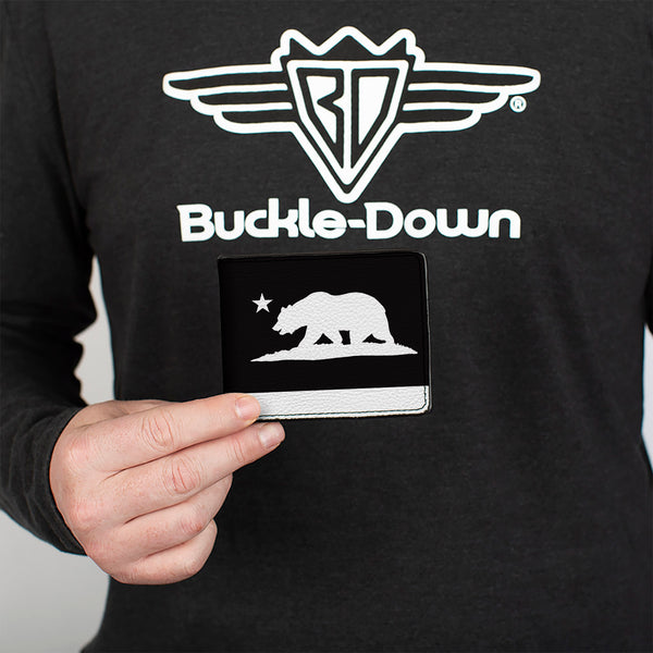 Buckle-Down Bi-Fold Wallet - Cali Bear Flag Silhouette Black White