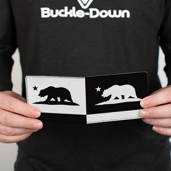Buckle-Down Bi-Fold Wallet - Cali Bear Flag Silhouette Black White