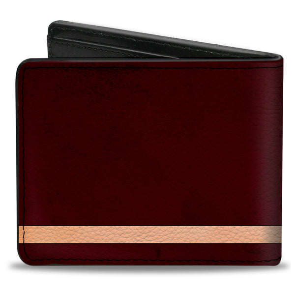 Buckle-Down Bi-Fold Wallet - Cali Bear Silhouette With Trees Stripe Burgundy/Tan/Black
