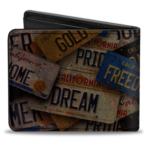 Buckle-Down Bi-Fold Wallet - Cali License Plates Stacked Vintage