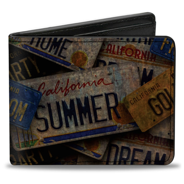 Buckle-Down Bi-Fold Wallet - Cali License Plates Stacked Vintage