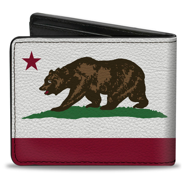 Buckle-Down Bi-Fold Wallet - California Flag Bear White