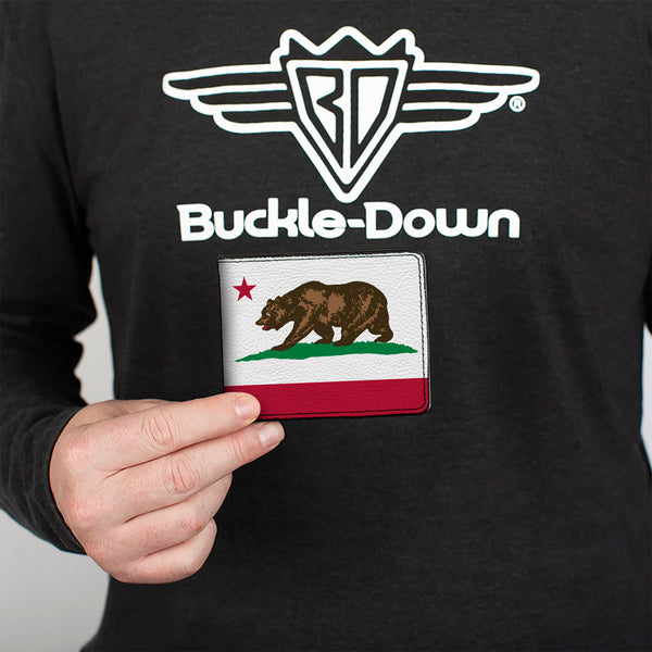 Buckle-Down Bi-Fold Wallet - California Flag Bear White