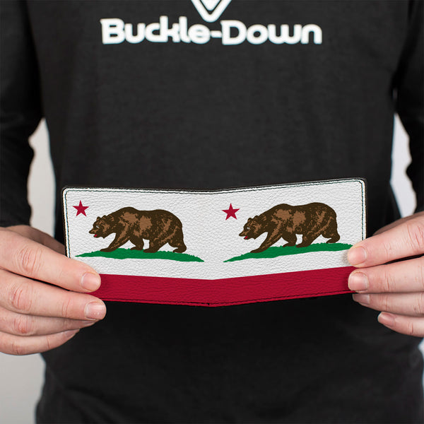 Buckle-Down Bi-Fold Wallet - California Flag Bear White