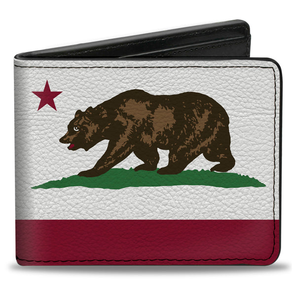 Buckle-Down Bi-Fold Wallet - California Flag Bear White