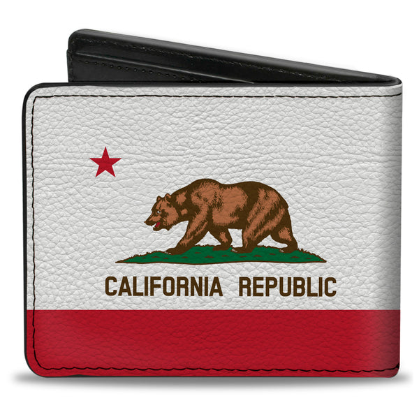 Buckle-Down Bi-Fold Wallet - California Flag Repeat Black