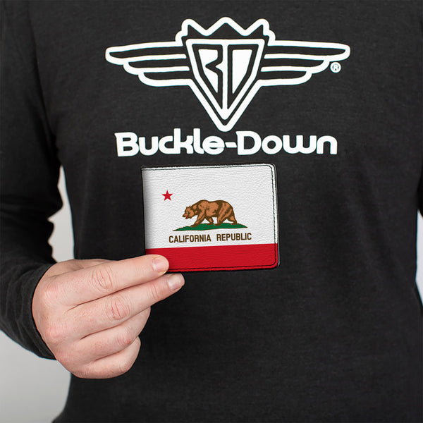 Buckle-Down Bi-Fold Wallet - California Flag Repeat Black