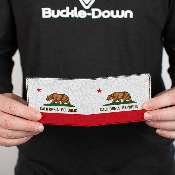 Buckle-Down Bi-Fold Wallet - California Flag Repeat Black